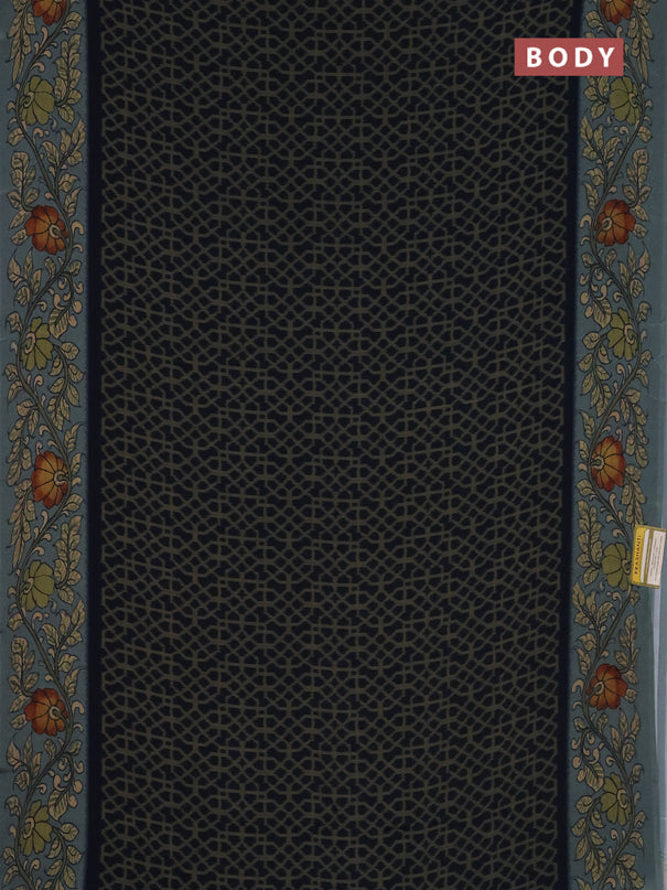 Semi crepe saree grey blue and grey shade with allover prints and printed border