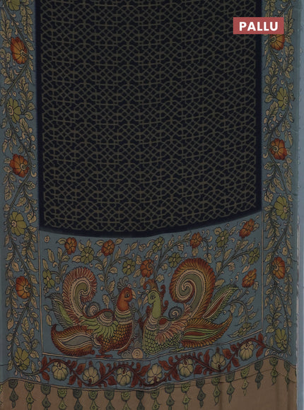 Semi crepe saree grey blue and grey shade with allover prints and printed border