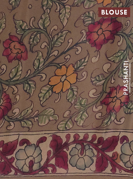 Semi crepe saree grey purple and pastel brown with allover prints and printed border