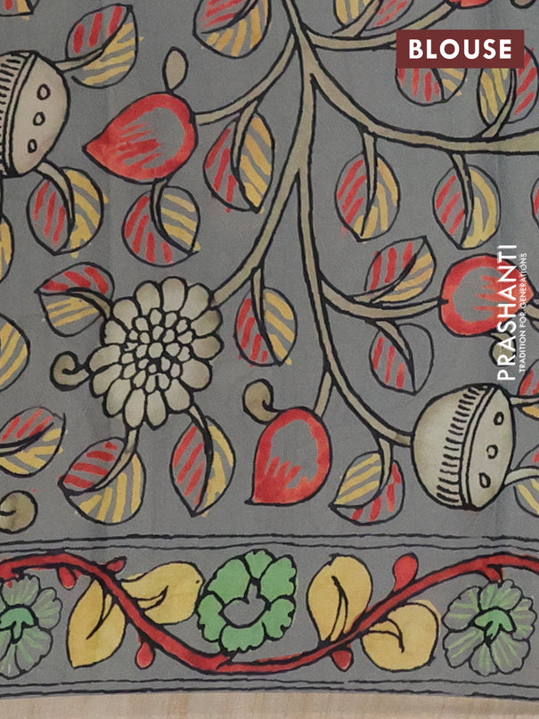 Semi crepe saree elephant grey and pastel grey with ikat butta prints and printed border