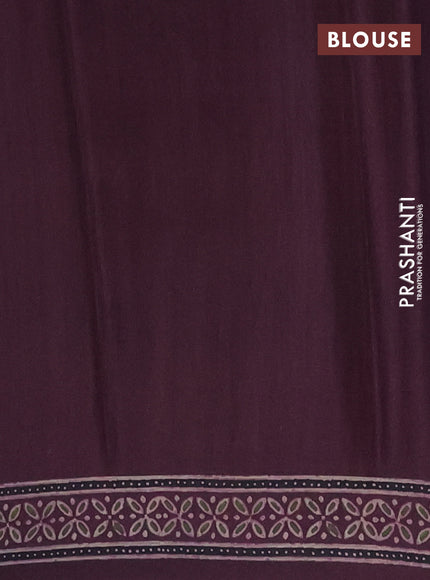 Semi crepe saree wine shade with allover ajrakh prints and printed border