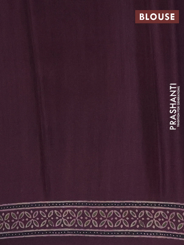 Semi crepe saree wine shade with allover ajrakh prints and printed border