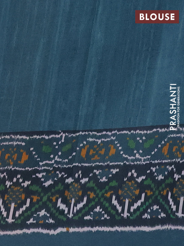 Semi crepe saree pink and teal blue with allover prints and printed border