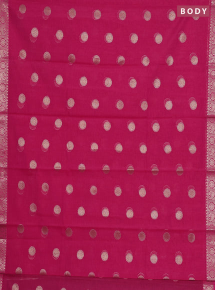 Banarasi semi dupion silk saree dark pink with zari woven buttas and zari woven border