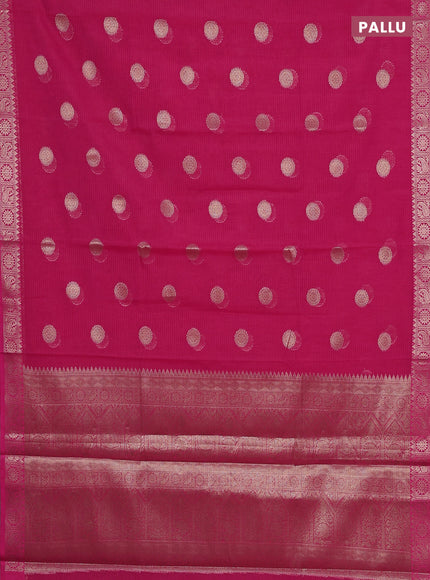 Banarasi semi dupion silk saree dark pink with zari woven buttas and zari woven border