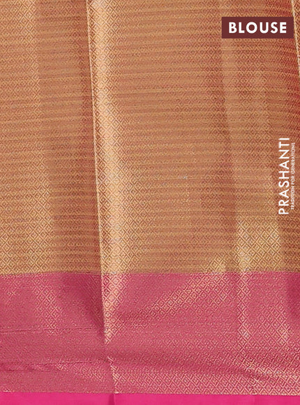 Banarasi semi dupion silk saree dual shade of yellowish pink and pink with allover zari weaves and zari woven border