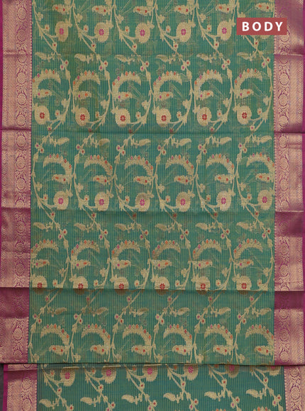 Banarasi semi dupion silk saree dual shade of green and pink with allover zari weaves and zari woven border