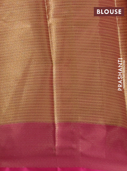 Banarasi semi dupion silk saree dual shade of green and pink with allover zari weaves and zari woven border