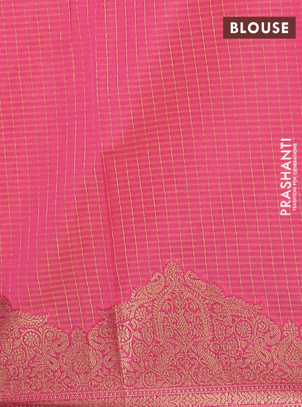 Banarasi semi dupion silk saree sunset orange and pink with zari woven buttas and zari woven border