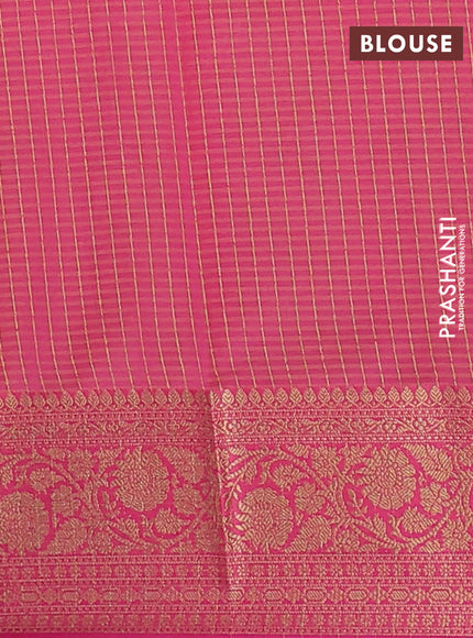 Banarasi semi dupion silk saree teal bluish green and pink with zari woven buttas and zari woven border