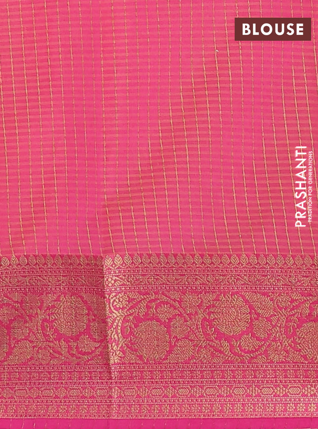 Banarasi semi dupion silk saree sunset orange and pink with zari woven buttas and zari woven border