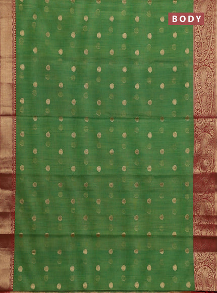 Banarasi semi dupion silk saree dual shade of green and maroon with zari woven buttas and zari woven border