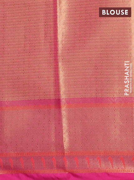 Banarasi semi dupion silk saree dual shade of yellowish pink and pink with zari woven buttas and zari woven paithani style border