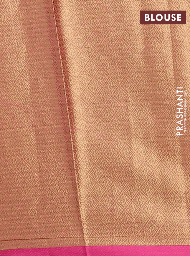Banarasi semi dupion silk saree dual shade of yellowish pink with zari woven paisley buttas and thread woven border