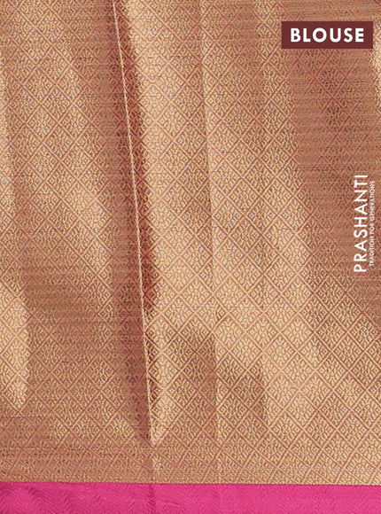 Banarasi semi dupion silk saree dual shade of green and pink with zari woven paisley buttas and thread woven border