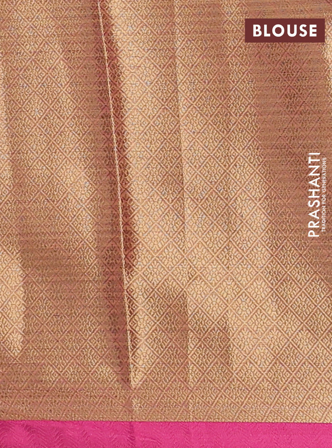 Banarasi semi dupion silk saree dual shade of green and pink with zari woven paisley buttas and thread woven border