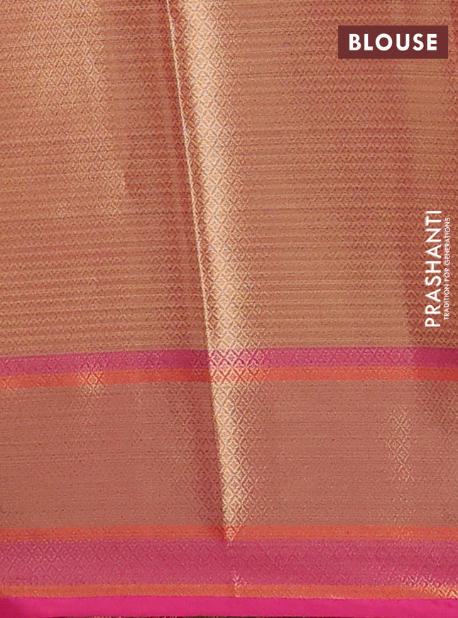 Banarasi semi dupion silk saree dual shade of dark mustard and pink with zari woven floral buttas and zari woven floral paithani style border