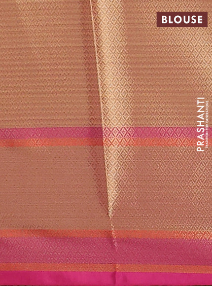 Banarasi semi dupion silk saree mustard yellow and pink with zari woven floral buttas and zari woven floral paithani style border