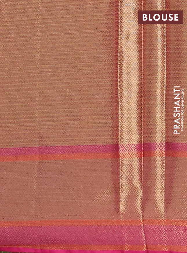 Banarasi semi dupion silk saree teal bluish green and pink with zari woven floral buttas and zari woven floral paithani style border