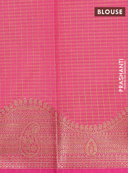 Banarasi semi dupion silk saree teal bluish green and pink with zari woven paisley buttas and zari woven border