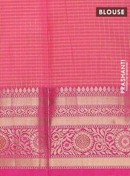 Banarasi semi dupion silk saree dual shade of sunset orange and pink with zari woven buttas and zari woven border