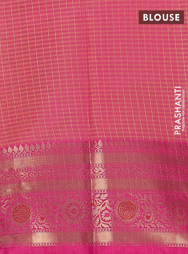 Banarasi semi dupion silk saree dual shade of teal bluish green and pink with zari woven buttas and zari woven border