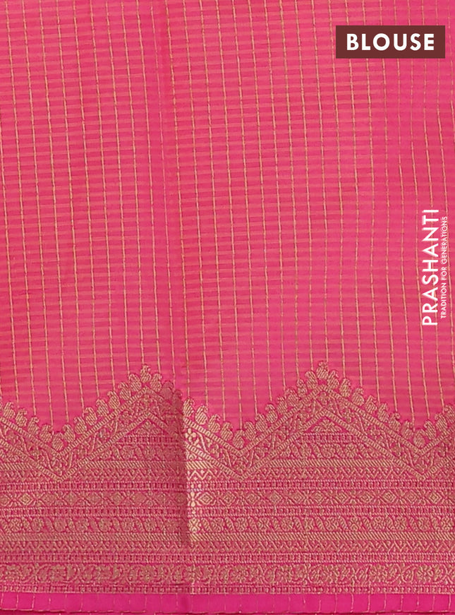 Banarasi semi dupion silk saree sunset orange and pink with zari woven buttas and zari woven border
