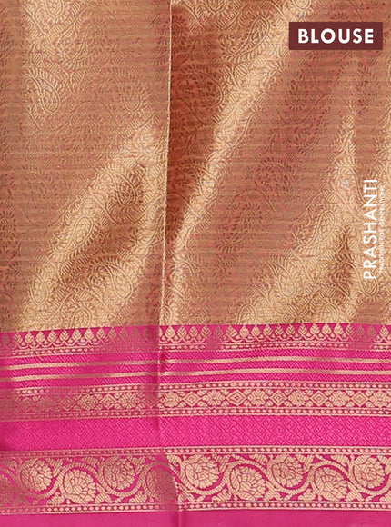 Banarasi semi dupion silk saree dual shade of greenish purple and pink with zari woven buttas and zari woven border
