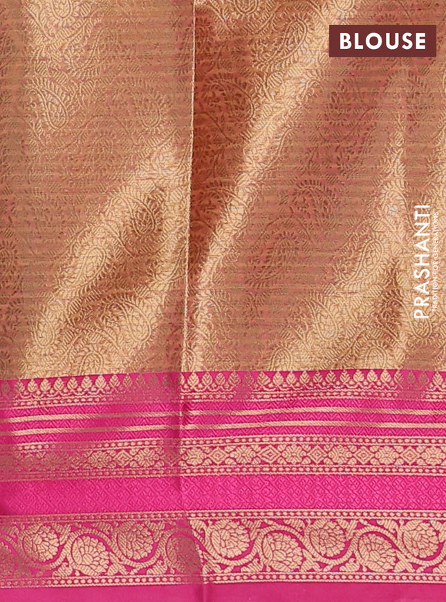 Banarasi semi dupion silk saree dual shade of greenish purple and pink with zari woven buttas and zari woven border