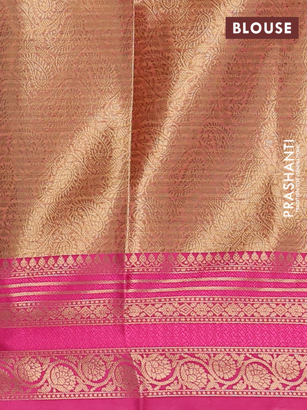 Banarasi semi dupion silk saree dual shade of greenish purple and pink with zari woven buttas and zari woven border