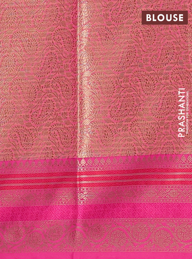 Banarasi semi dupion silk saree dual shade of yellowish pink and pink with zari woven buttas and zari woven border