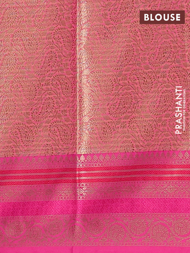 Banarasi semi dupion silk saree dual shade of yellowish pink and pink with zari woven buttas and zari woven border