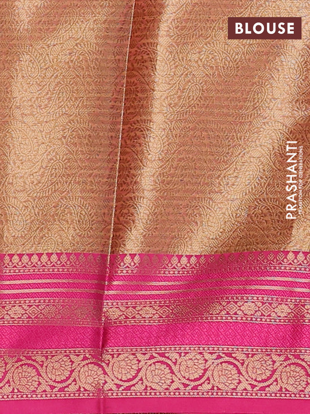Banarasi semi dupion silk saree mustard yellow and pink with zari woven buttas and zari woven border