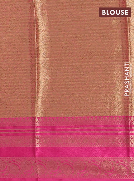 Banarasi semi dupion silk saree dual shade of yellowish pink and pink with zari woven buttas and zari woven border