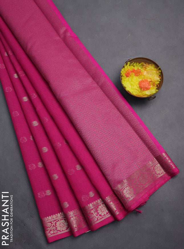 Banarasi semi dupion silk saree pink with zari woven buttas and zari woven border