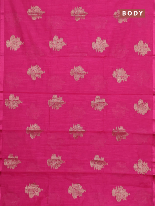 Banarasi semi dupion silk saree candy pink with floral zari woven buttas and thread woven border