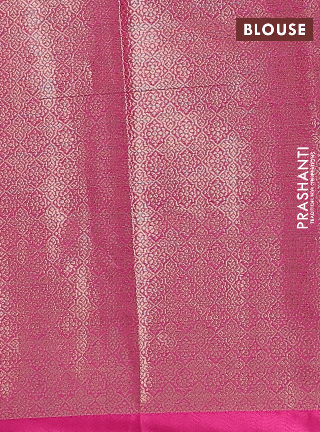 Banarasi semi dupion silk saree candy pink with floral zari woven buttas and thread woven border