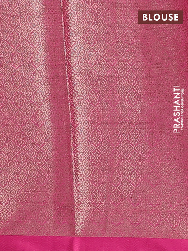 Banarasi semi dupion silk saree pinkish orange and pink with floral zari woven buttas and thread woven border