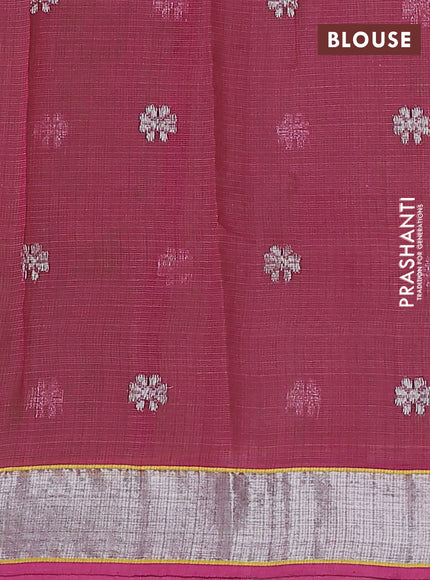 Pure zari kota silk saree parrot green and pink with thread & zari woven buttas and silver zari woven border