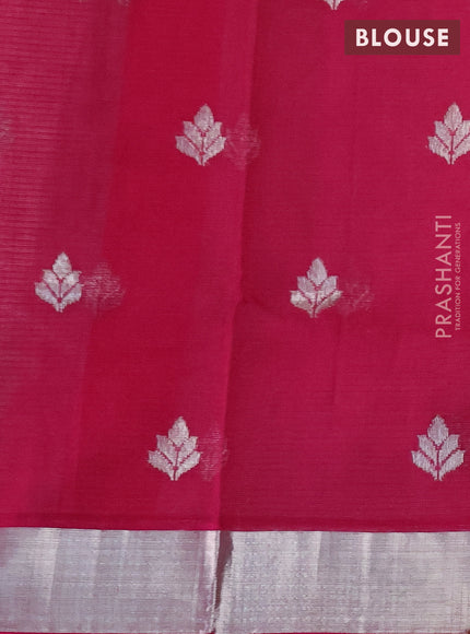 Pure zari kota silk saree light pink and pink with thread & silver zari woven buttas and silver zari woven border