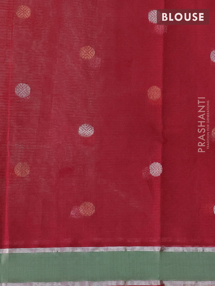 Pure zari kota silk saree pastel green and maroon with thread & silver zari woven buttas and rettapet silver zari woven border