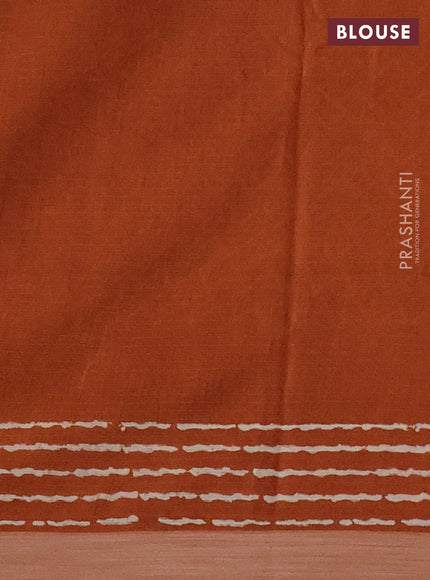 Kota silk cotton saree wine shade and rust shade with butta block prints and long block printed border
