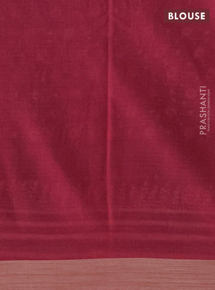 Kota silk cotton saree peacock blue and maroon with allover block prints and simple border