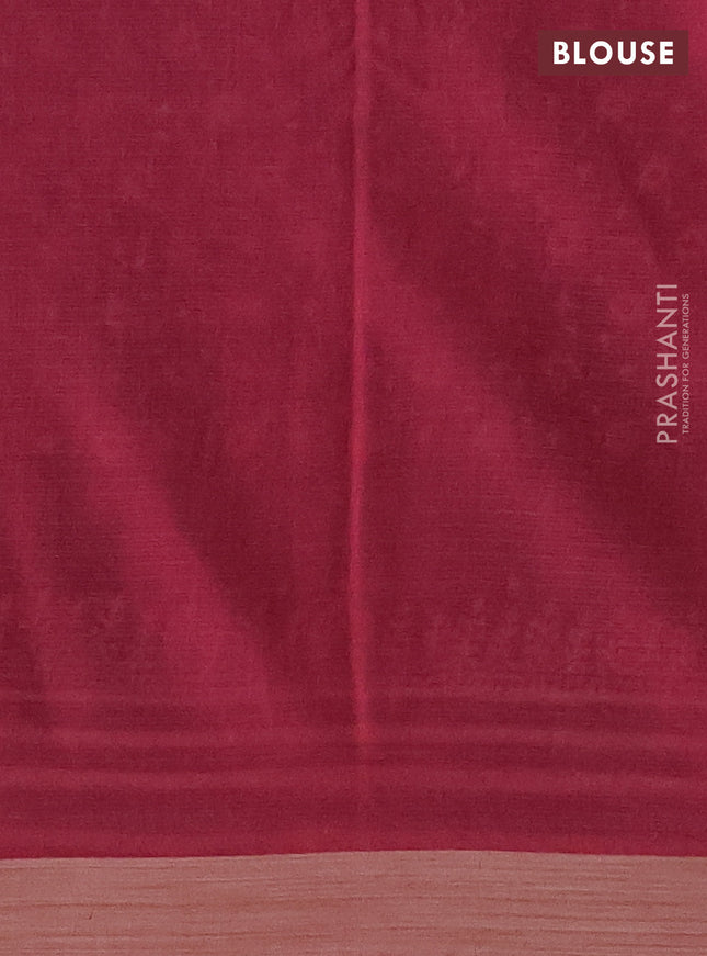 Kota silk cotton saree peacock blue and maroon with allover block prints and simple border