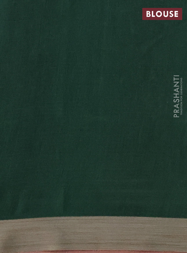 Kota silk cotton saree deep maroon and green with allover block prints and simple border