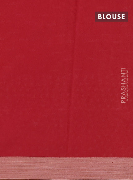 Kota silk cotton saree orange and red with allover block prints and simple border