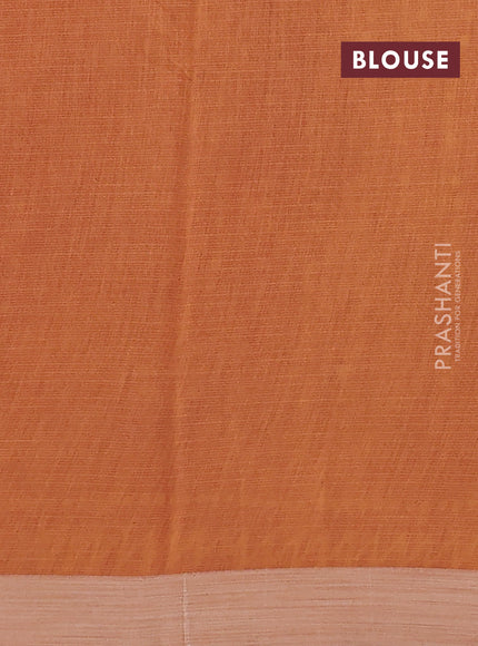 Kota silk cotton saree pink and pale orange with allover block prints and simple border