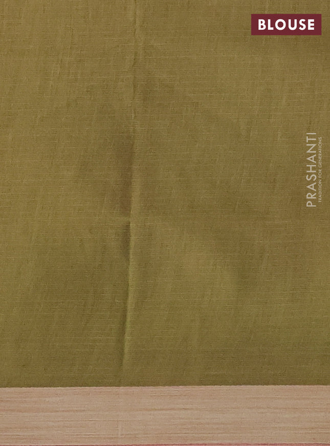 Kota silk cotton saree maroon and sap green with allover block prints and simple border