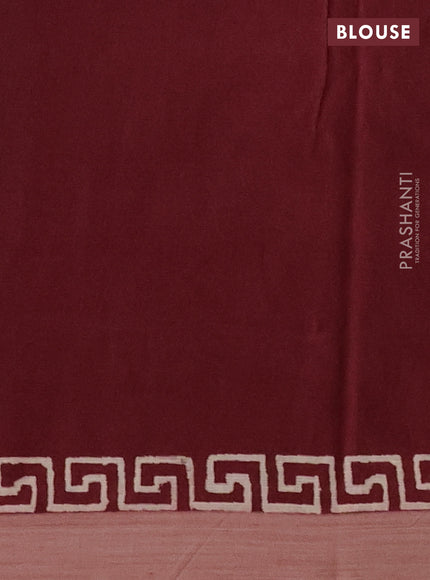 Kota silk cotton saree black and maroon with allover block prints and simple border