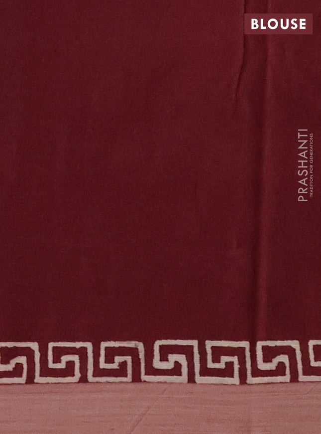 Kota silk cotton saree black and maroon with allover block prints and simple border
